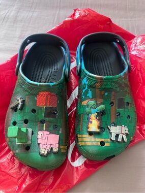 CROCS Minecraft Kids Green Pixel Sandals Summer Pairs Clogs